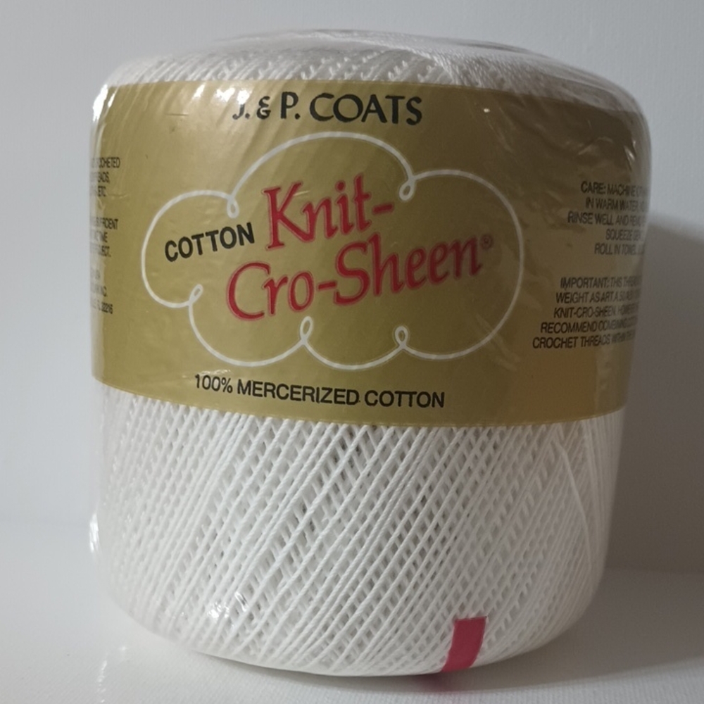 J. & P. Coats Knit-Cro-Sheen Cotton Yarn - White